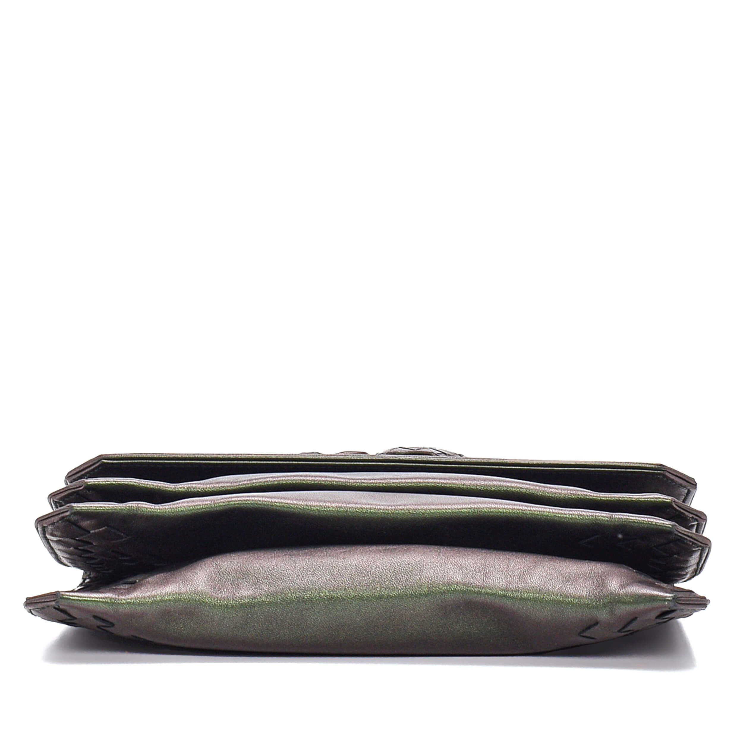 Bottega Veneta - Metallic Green Beetle Clutch Iridescent Clutch